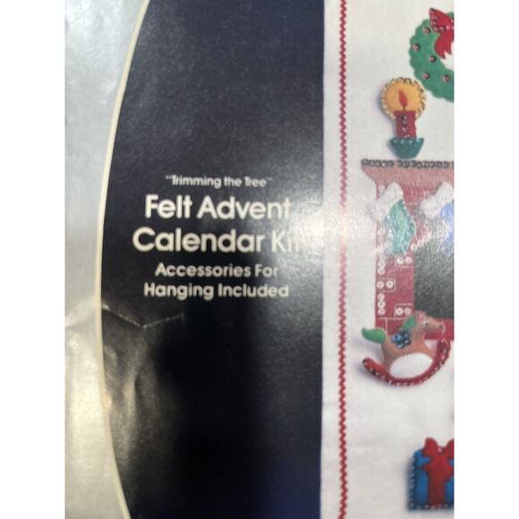 Vtg Christmas Col Jeweled Felt Advent Calendar Kit Paragon 6167 Trimming Tree - Picture 3 of 7
